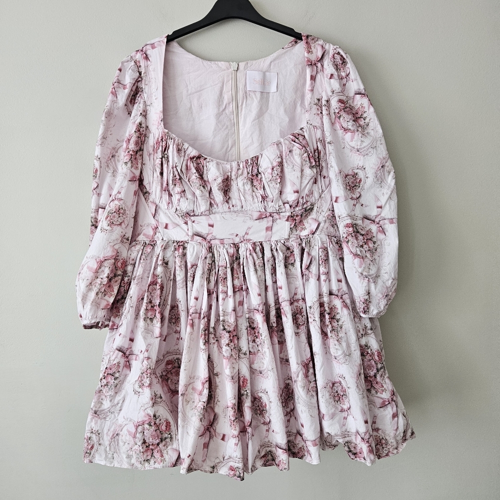 Selkie Secret Lover Bowery Bow & Bouquet Mini Dress Size 1X - Picture 2 of 9